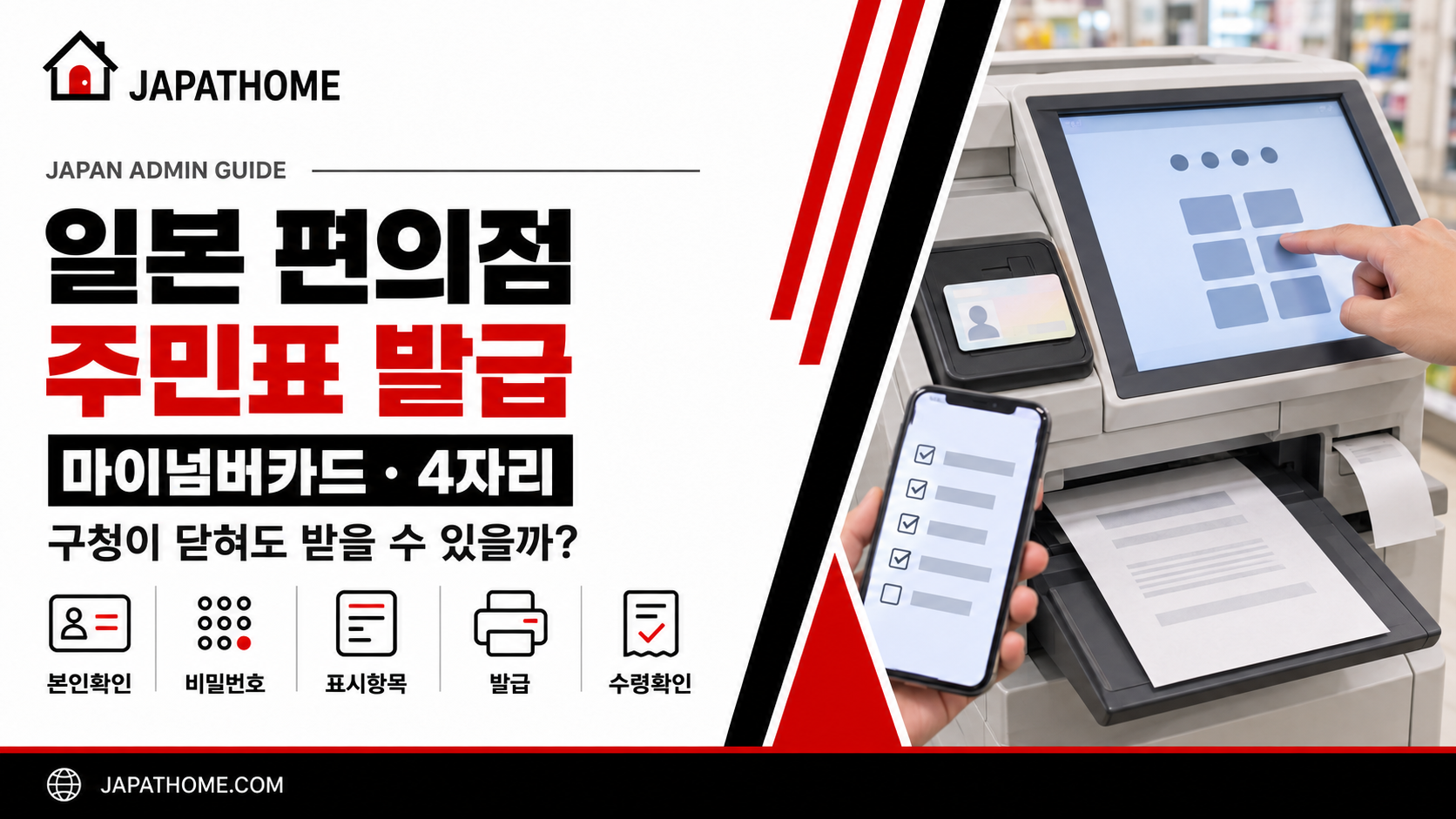 일본 편의점에서 주민표 발급하기|마이넘버카드·비밀번호 준비