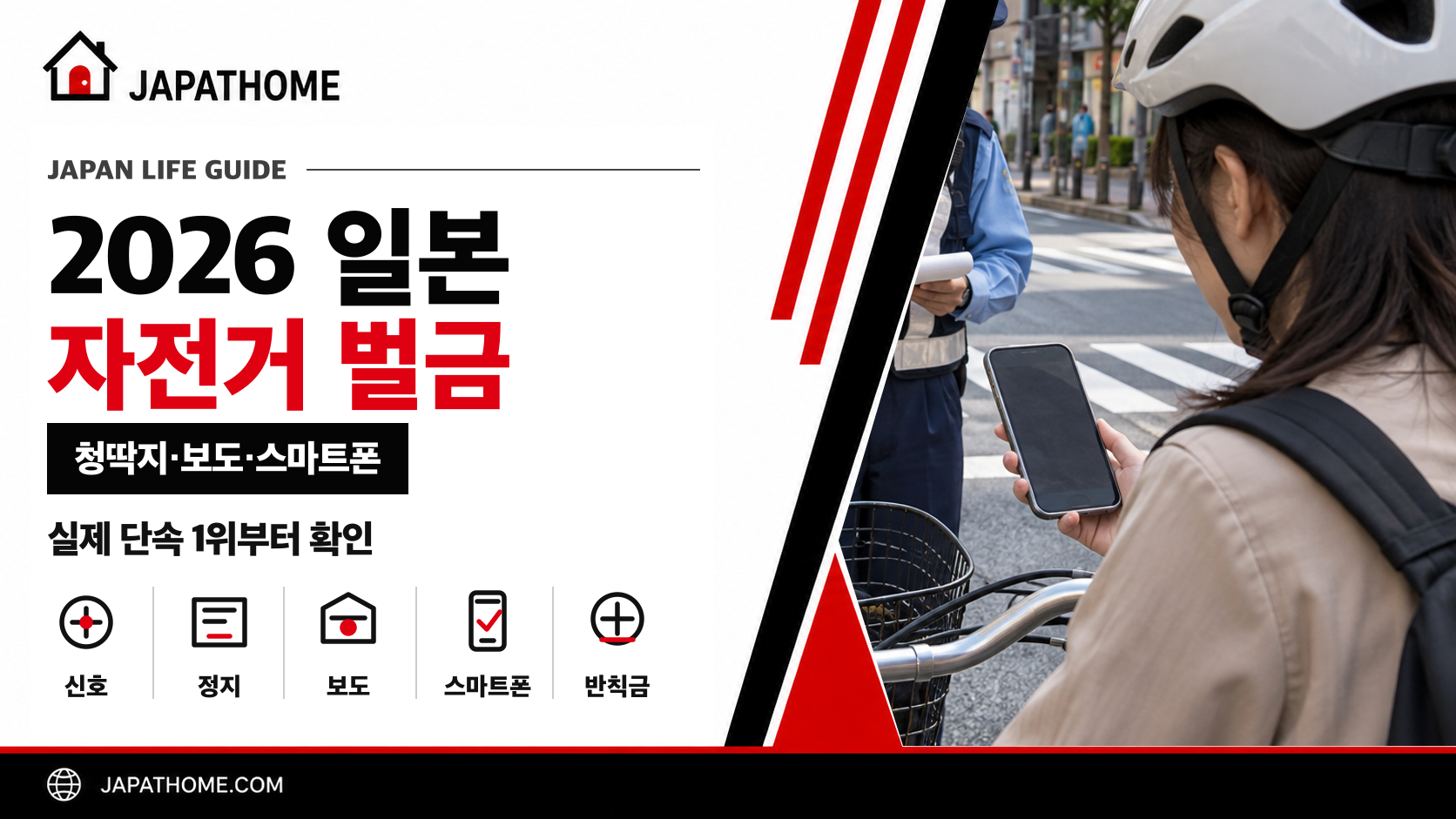 2026 일본 자전거 벌금 총정리|청딱지·보도 주행·스마트폰 주의점